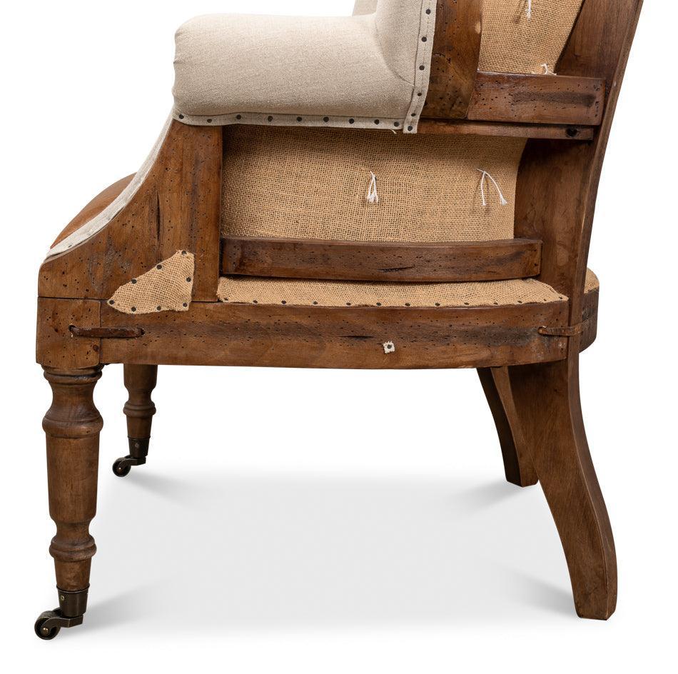 Deconstructed Tufted Arm Chair with Leather Seat - Belle Escape