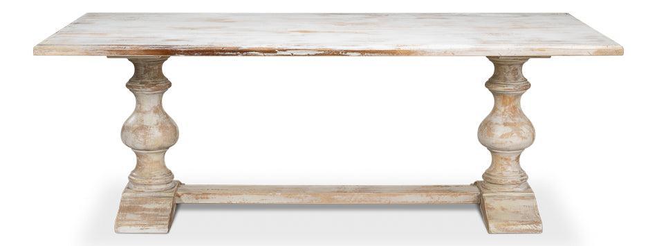 Distressed French Country Double Pedestal Table - Belle Escape