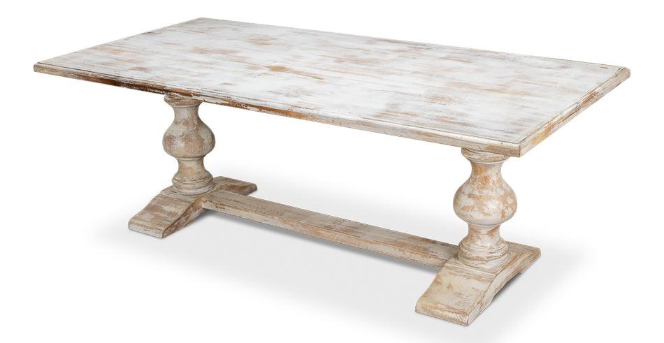 Distressed French Country Double Pedestal Table - Belle Escape