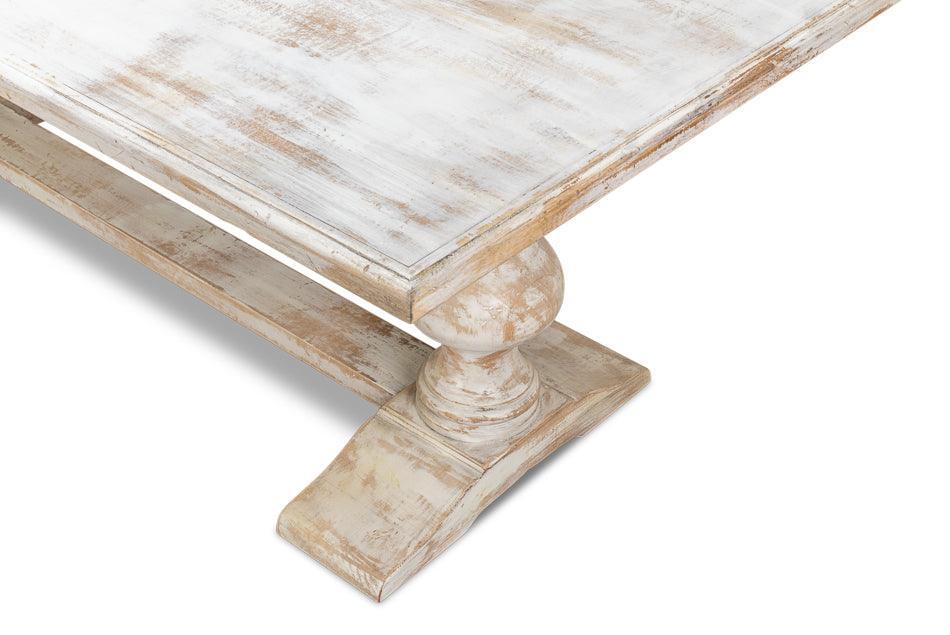 Distressed French Country Double Pedestal Table - Belle Escape
