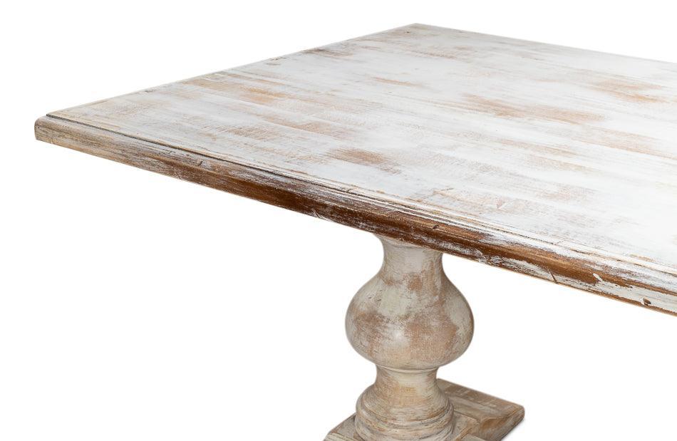 Distressed French Country Double Pedestal Table - Belle Escape