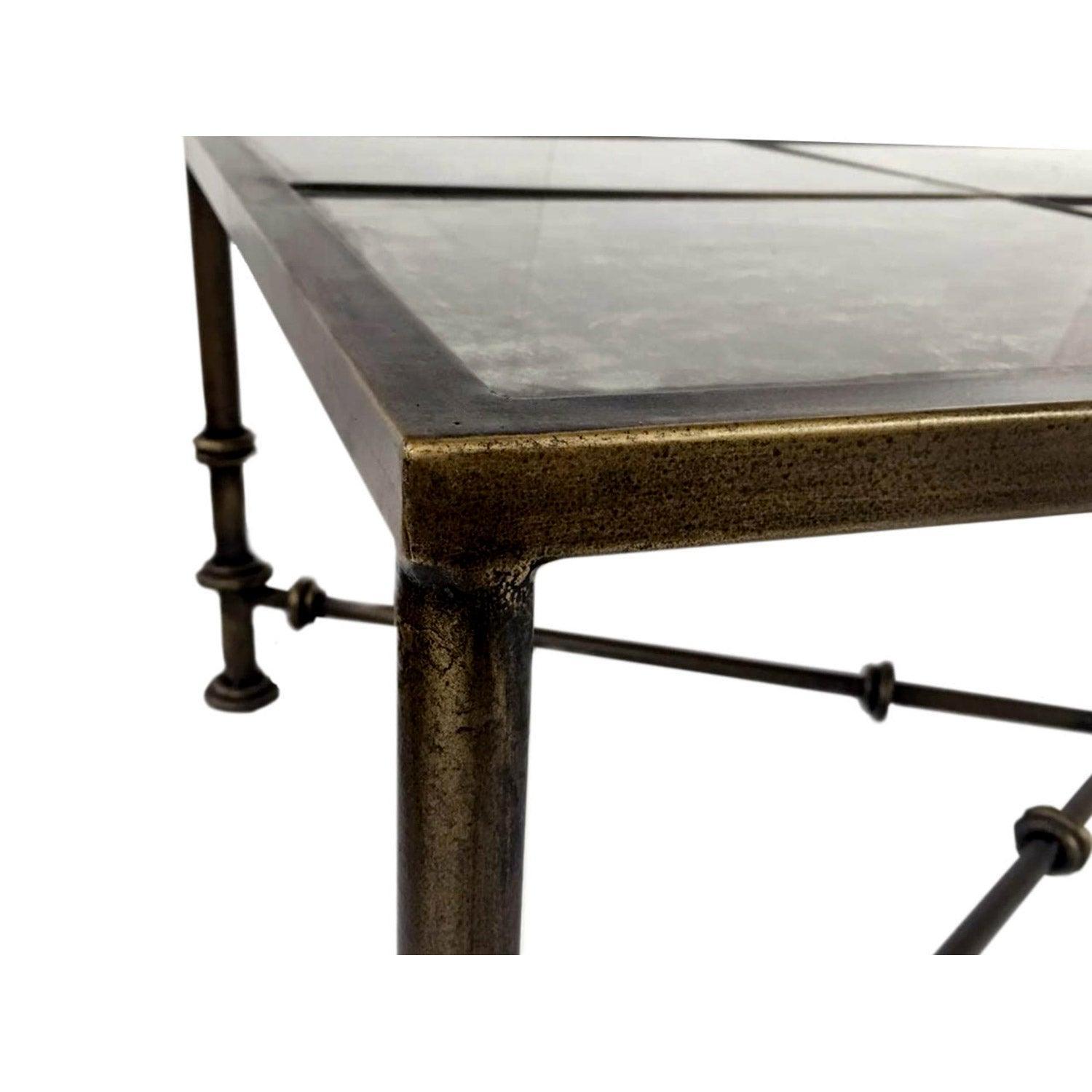 Distressed Iron & Glass Industrial Coffee Table - Belle Escape