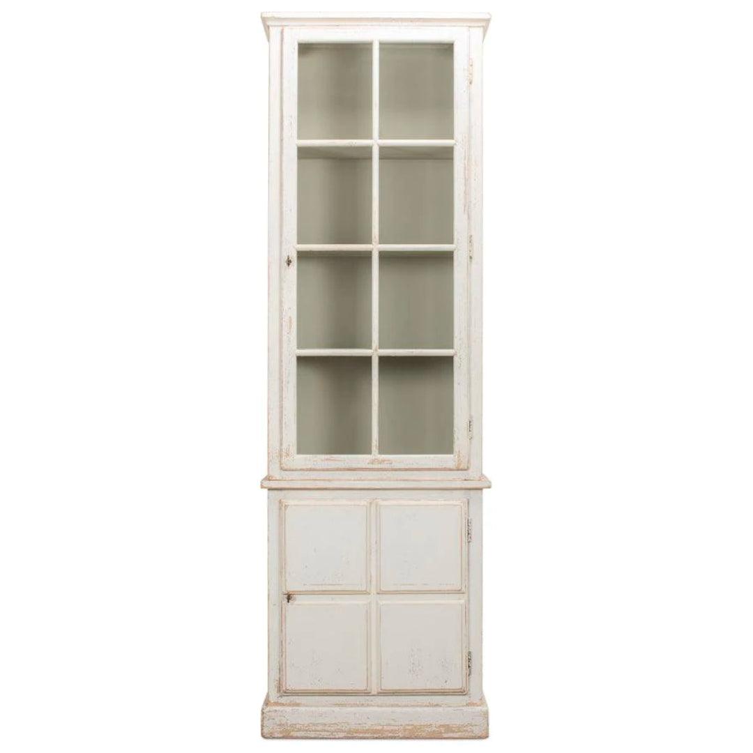 Distressed White Cottage Display Cabinet - Belle Escape