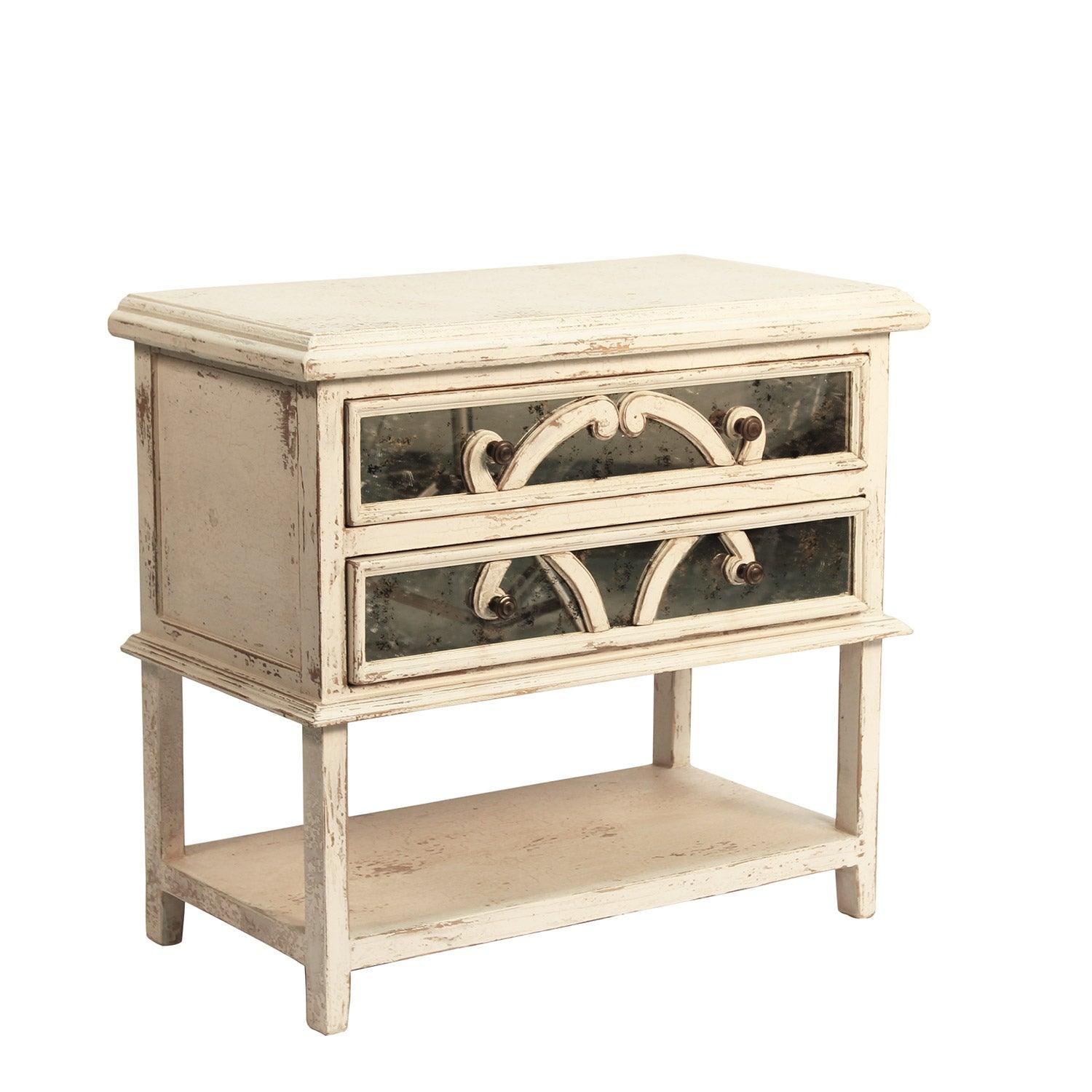 Distressed White Elysee Nightstand - Belle Escape