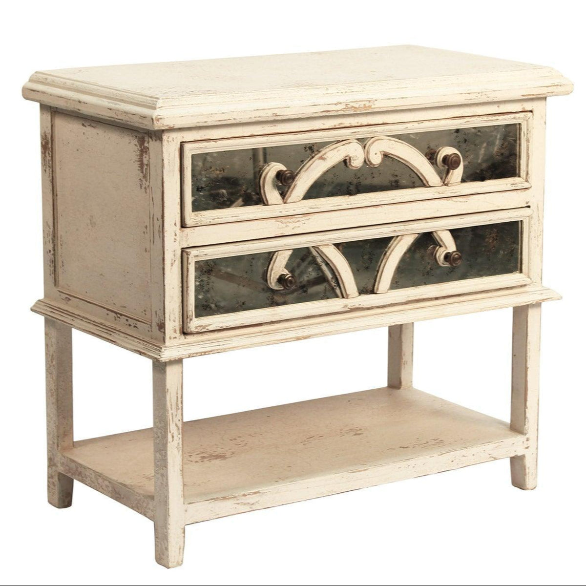 Distressed White Elysee Nightstand - Belle Escape