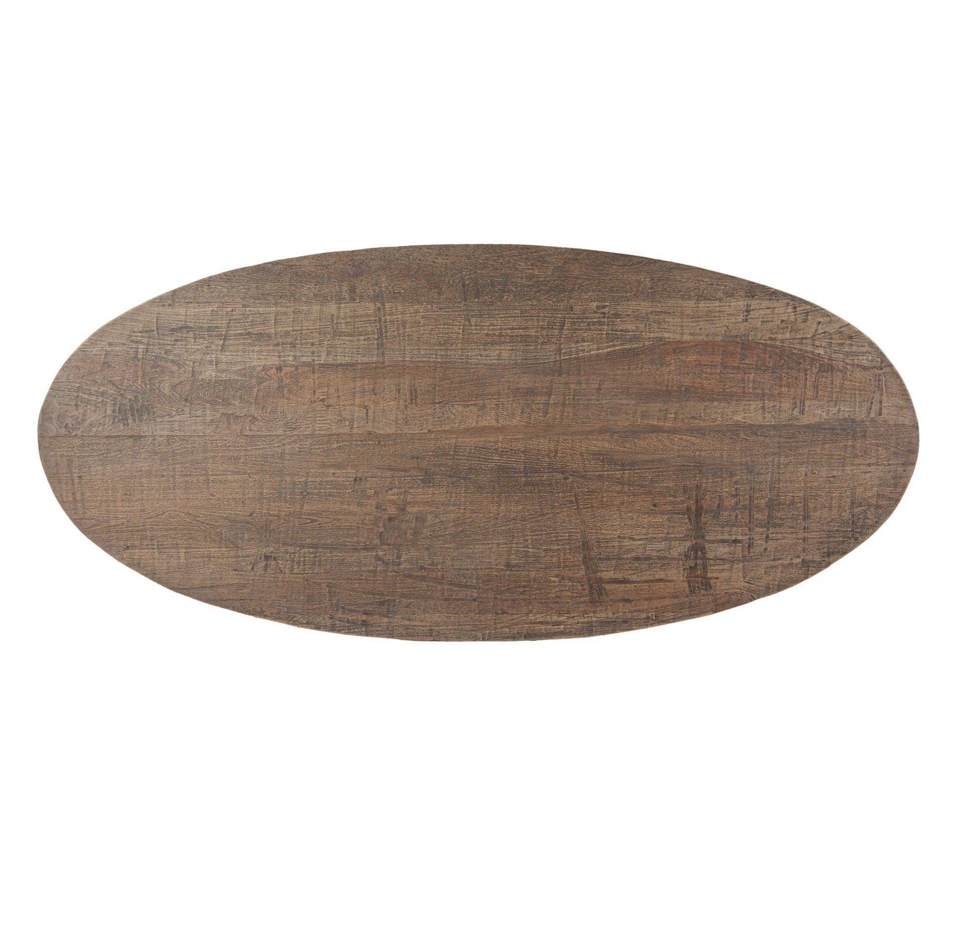 Eiffel Wood and Iron Oval Dining Table - Belle Escape