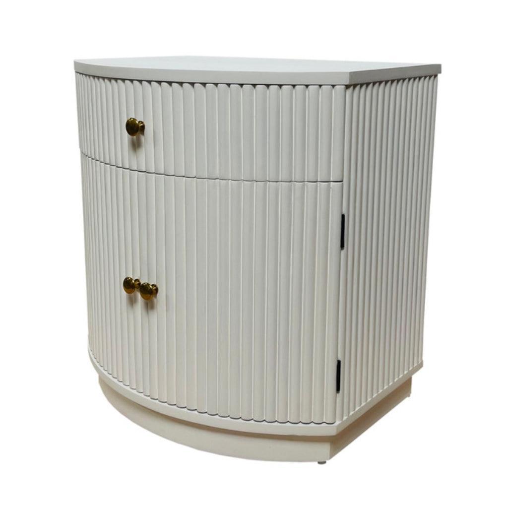 Elle White Ridged Side Table - Belle Escape