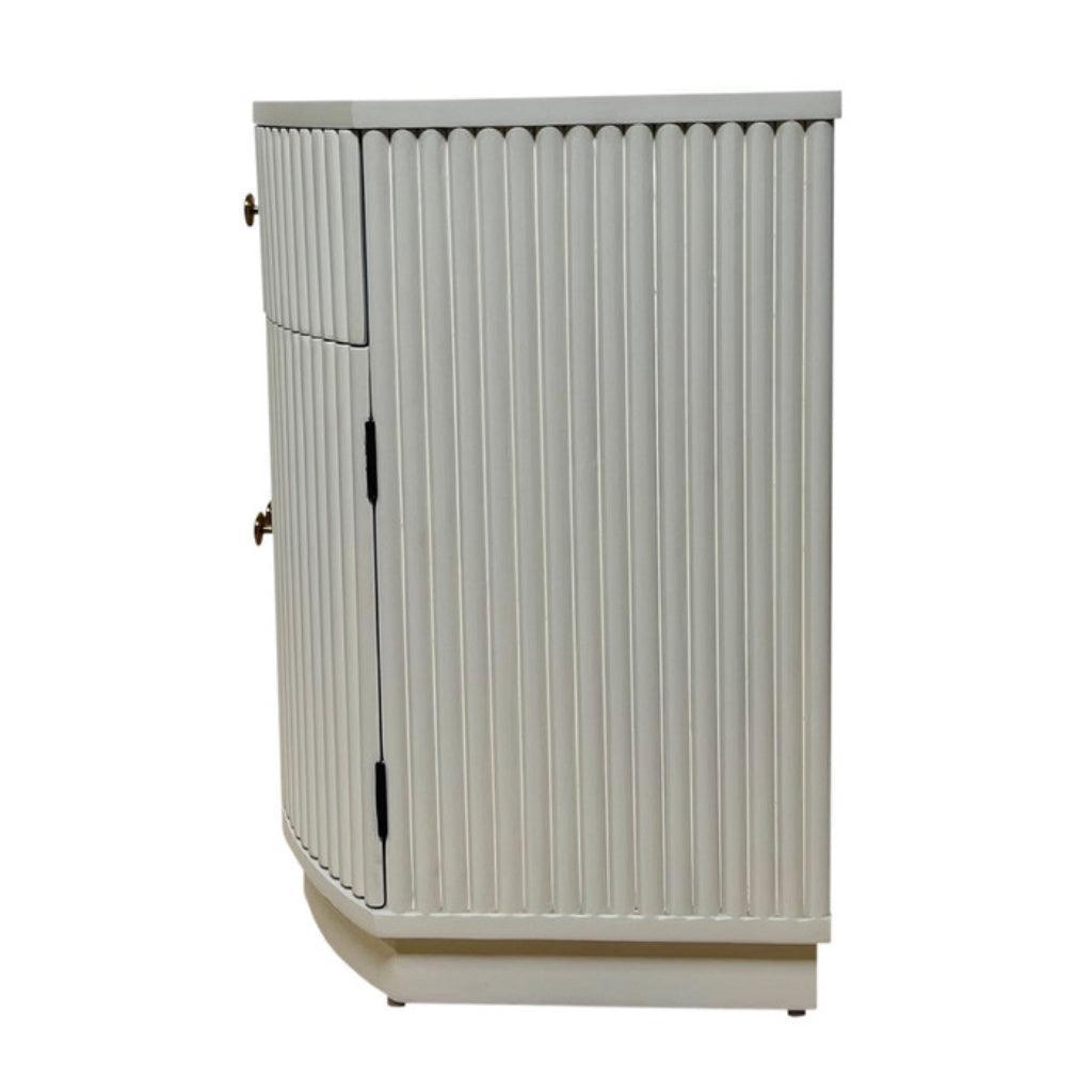 Elle White Ridged Side Table - Belle Escape