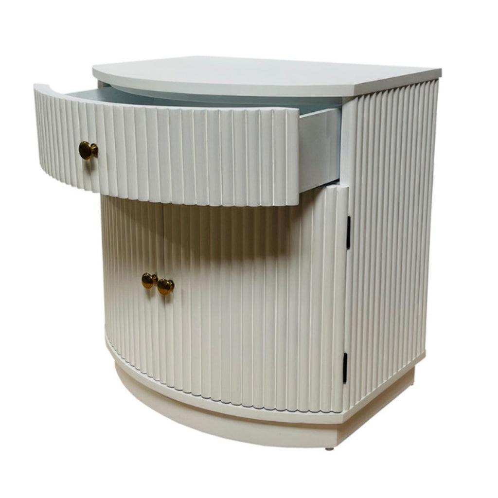 Elle White Ridged Side Table - Belle Escape