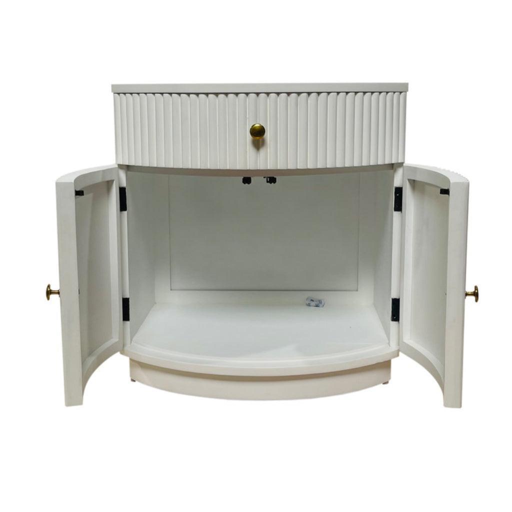 Elle White Ridged Side Table - Belle Escape