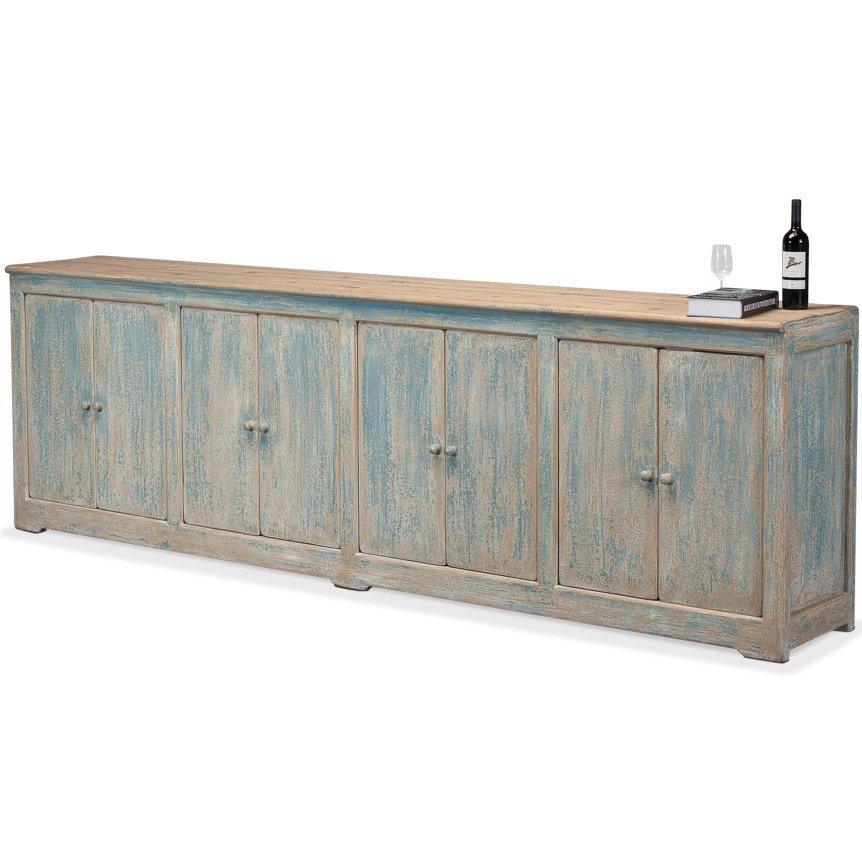 Extra Long Blue Washed Sideboard - Belle Escape