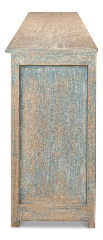 Extra Long Blue Washed Sideboard - Belle Escape