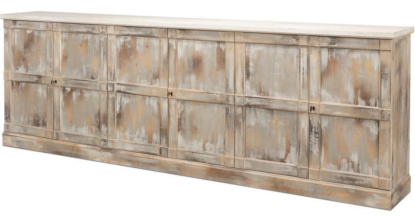 Extra Long Gray Oak Chic Buffet - Belle Escape