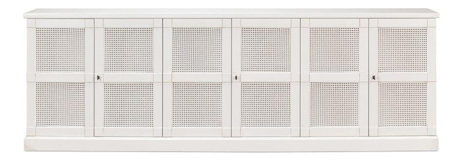 Extra Long Solid White Cane Door Buffet - Belle Escape