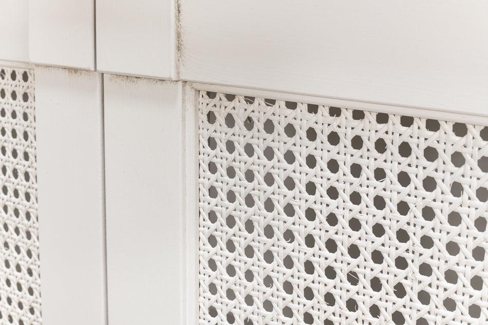 Extra Long Solid White Cane Door Buffet - Belle Escape