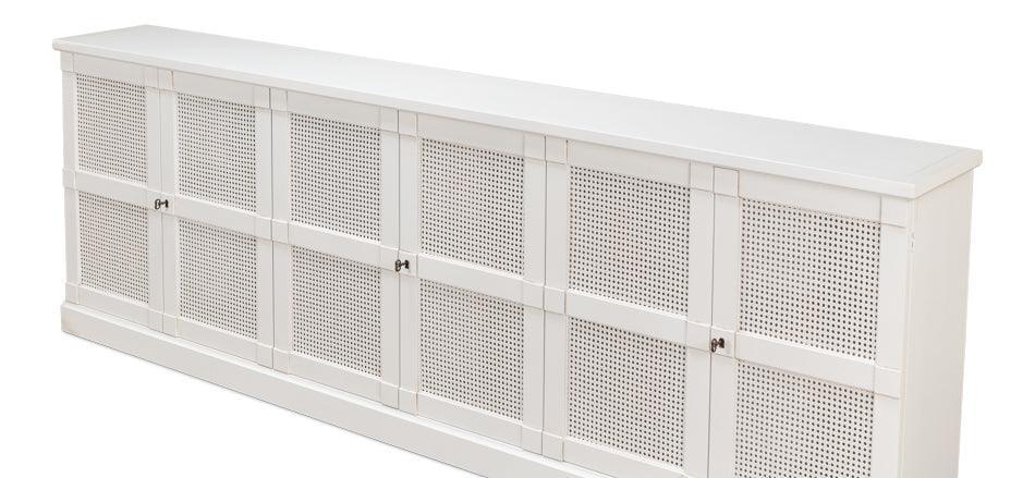 Extra Long Solid White Cane Door Buffet - Belle Escape