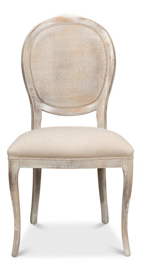 Farm Style Cane Back Chairs with Cream Seats - Pair - Belle Escape