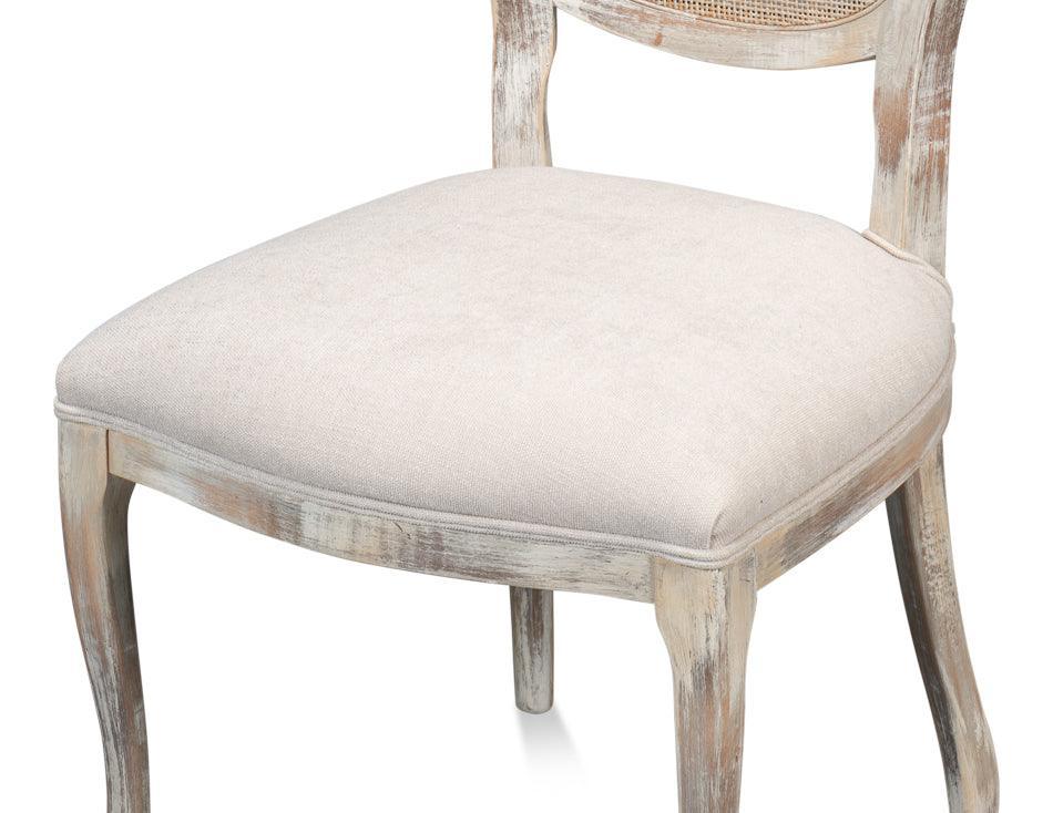 Farm Style Cane Back Chairs with Cream Seats - Pair - Belle Escape