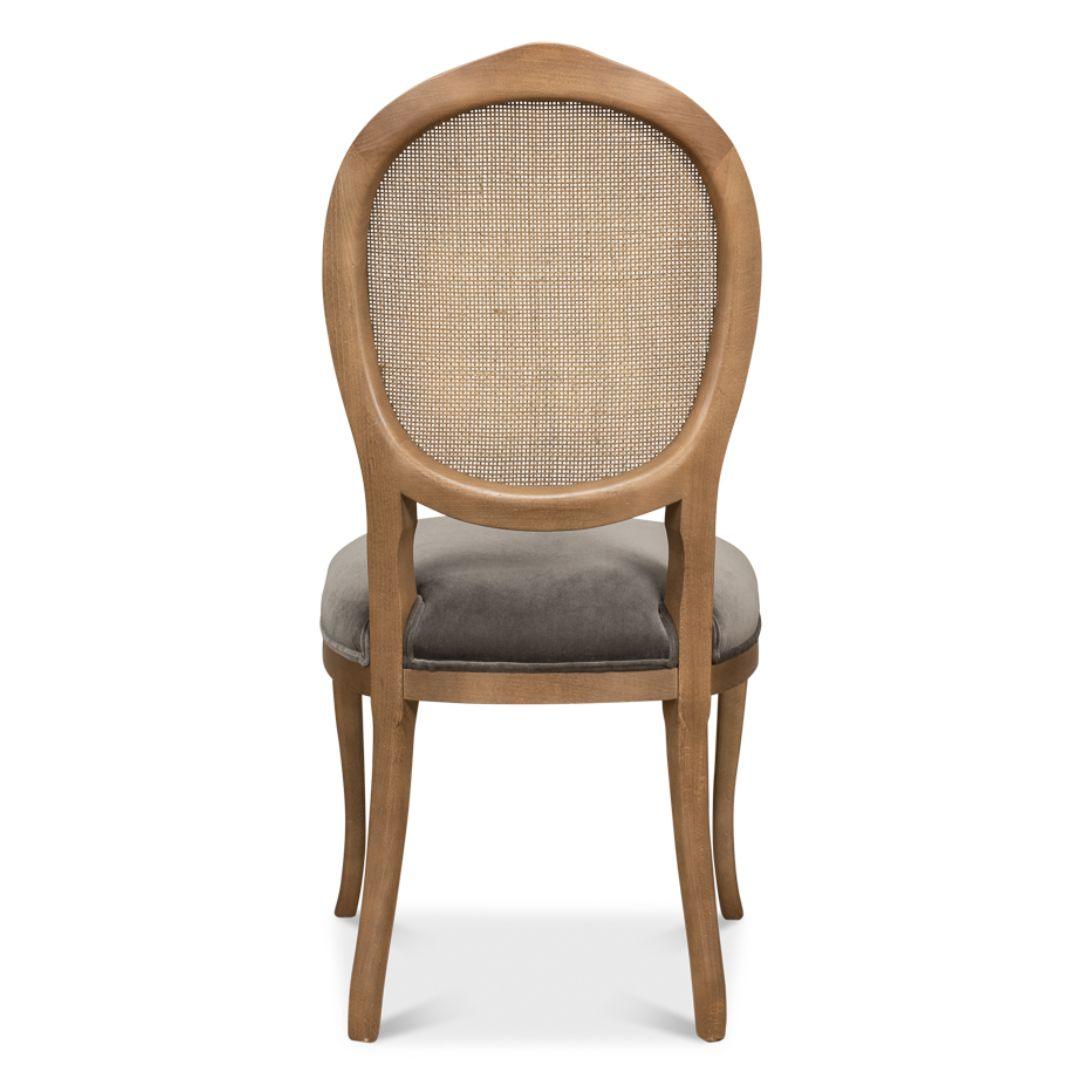 Farm Style Cane Back Gray Seat Chairs - Pair
