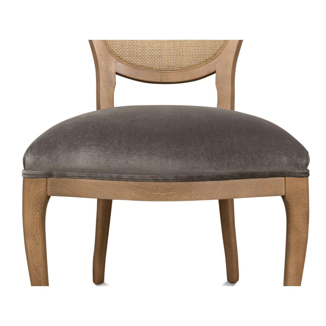 Farm Style Cane Back Gray Seat Chairs - Pair