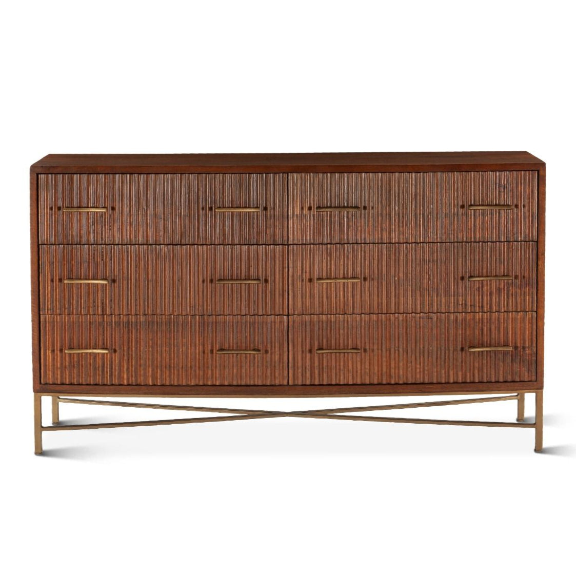 Harper Fluted Brass Metal Base Dresser