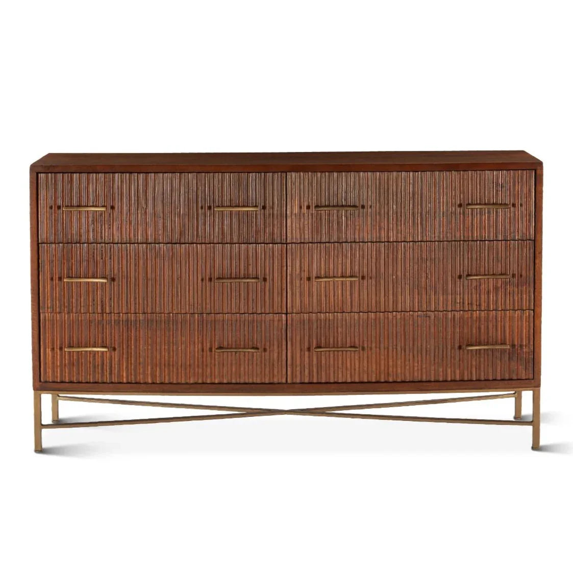 Harper Fluted Brass Metal Base Dresser Harper Fluted Brass Metal Base Dresser