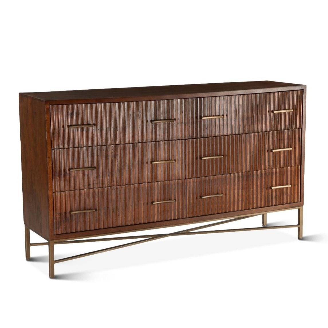 Harper Fluted Brass Metal Base Dresser