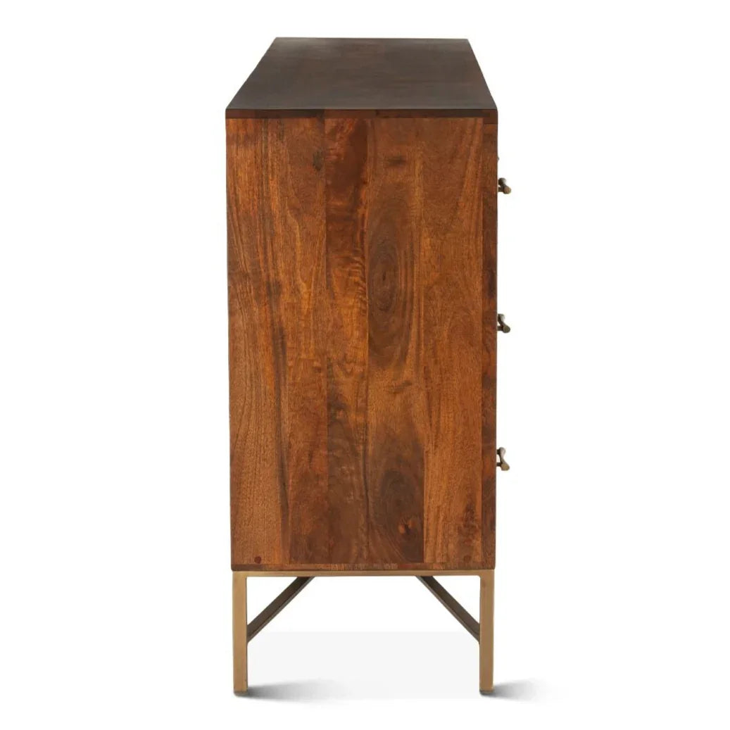 Harper Fluted Brass Metal Base Dresser