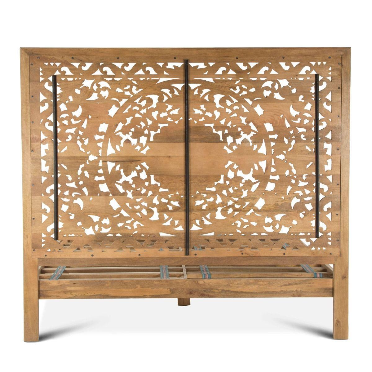 Flora Bohemian Natural Wood Bed - Belle Escape