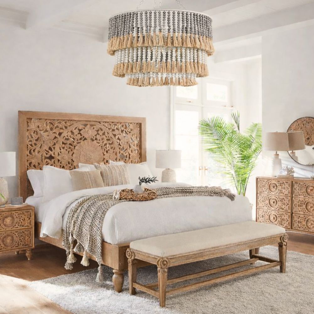 Flora Bohemian Natural Wood Bed