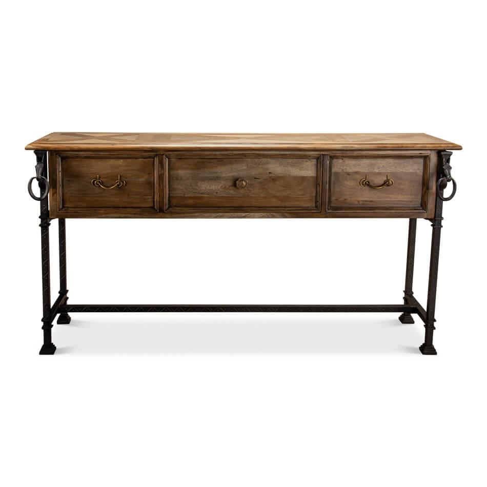 Forged Iron and Wood Console Table - Belle Escape