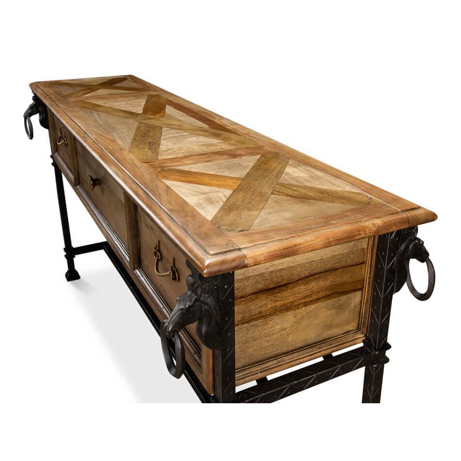 Forged Iron and Wood Console Table - Belle Escape