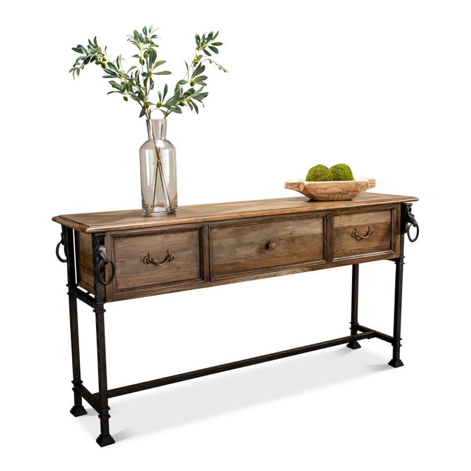 Forged Iron and Wood Console Table - Belle Escape