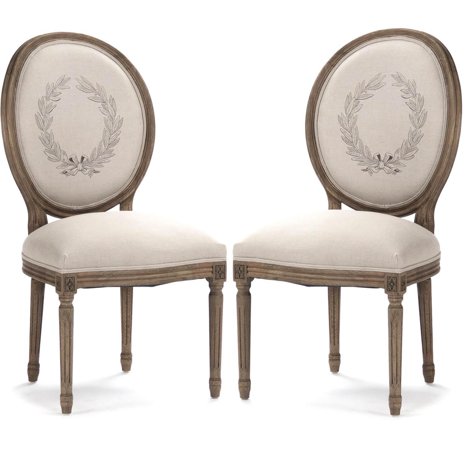 French Art Wreath Side Chairs - Pair - Belle Escape