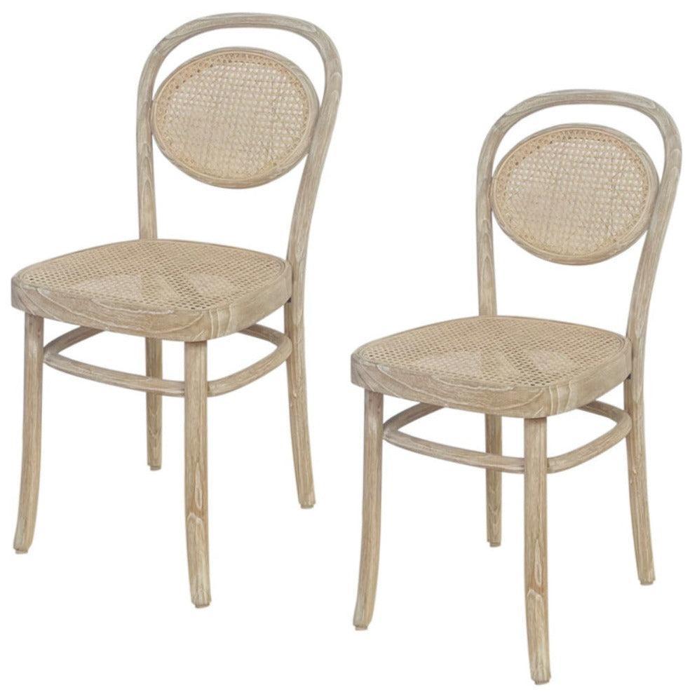 French Bistro Cane Dining Chairs - Set - Belle Escape