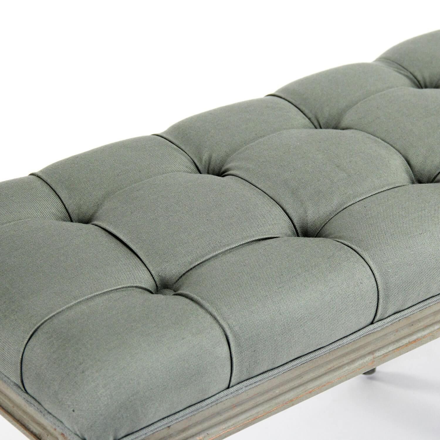 French Blue Louis Tufted Bench - Belle Escape