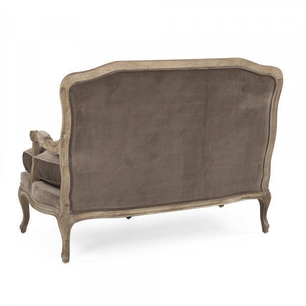 French Brown Velvet Settee - Belle Escape