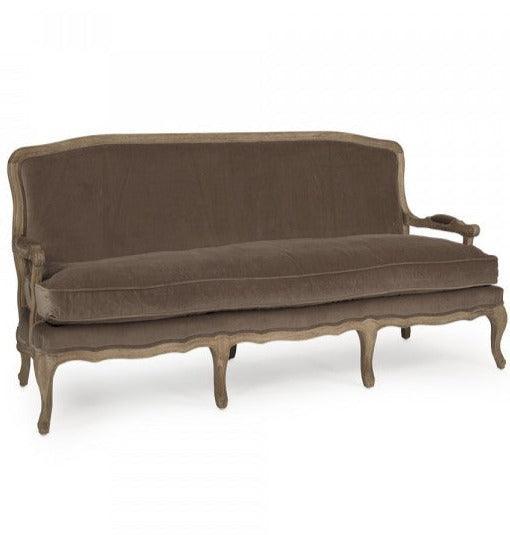 French Brown Velvet Sofa - Belle Escape