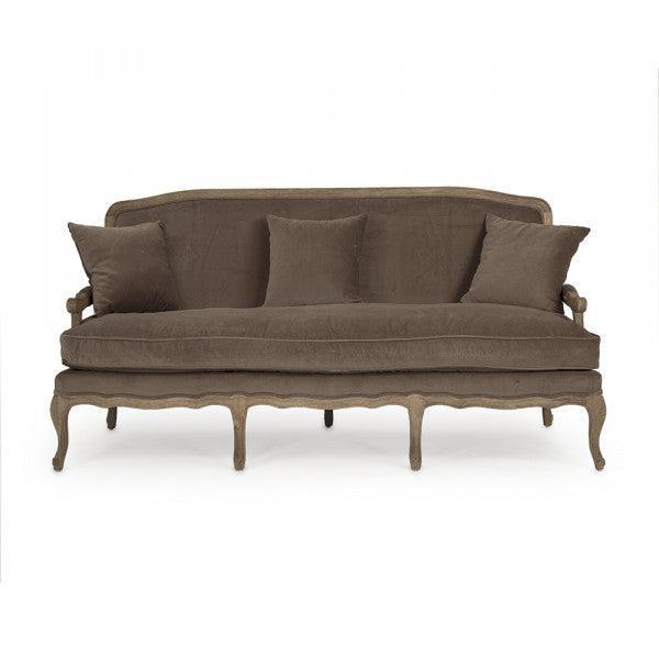 French Brown Velvet Sofa - Belle Escape