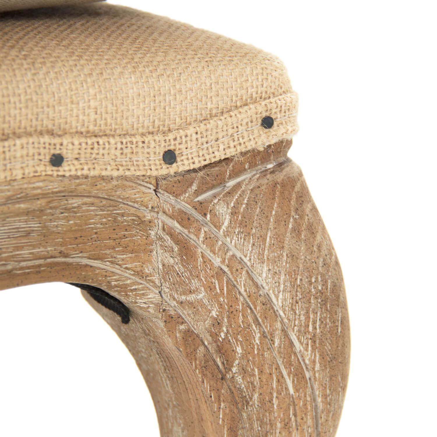 French Burlap Ottoman - Belle Escape