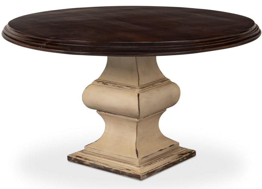 French Cream Pedestal Dining Table - Belle Escape