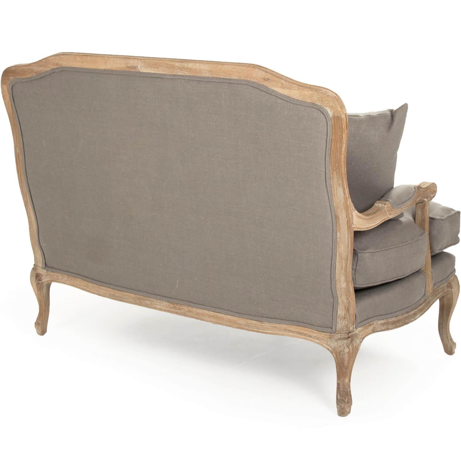 French Gray Linen Settee - Belle Escape