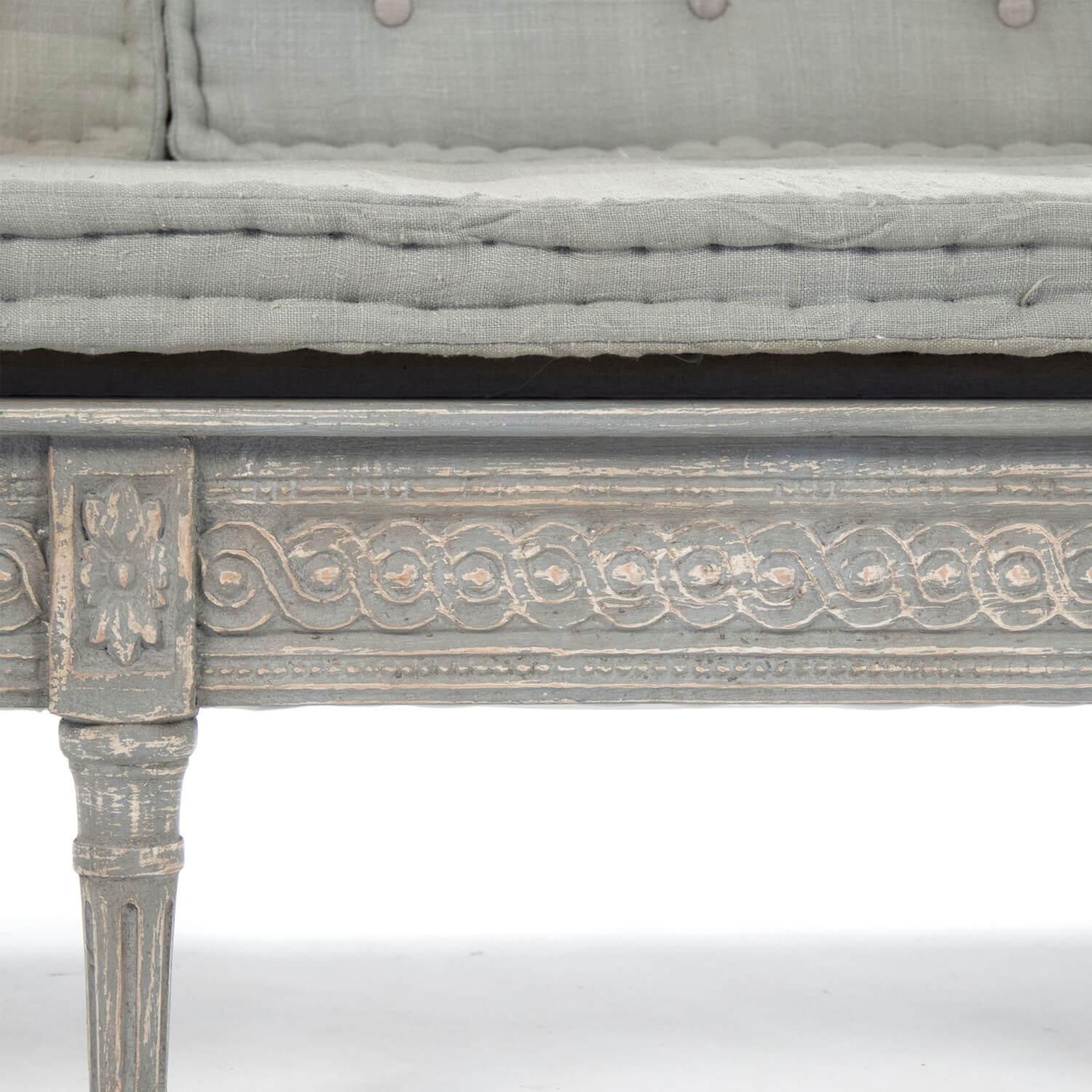 French Gray Rococo Sofa Bench - Belle Escape