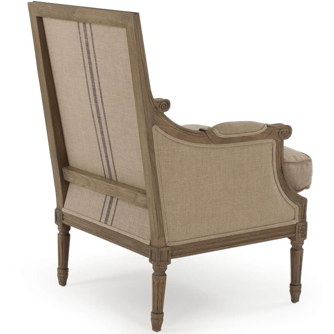 French Louis Blue Striped Arm Chair - Belle Escape