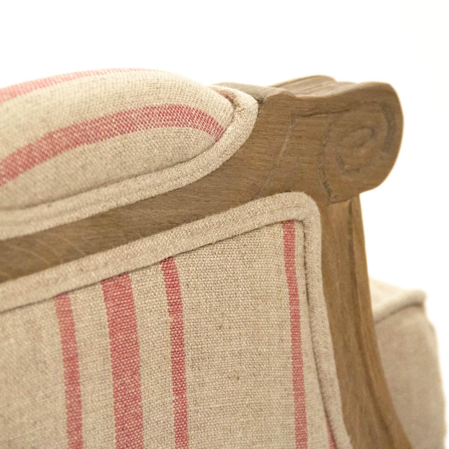 French Louis Red Striped Sofa - Belle Escape