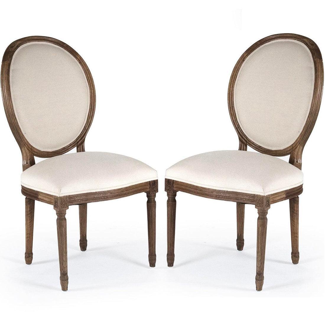French Medallion Round Back Side Chairs - Pair - Belle Escape