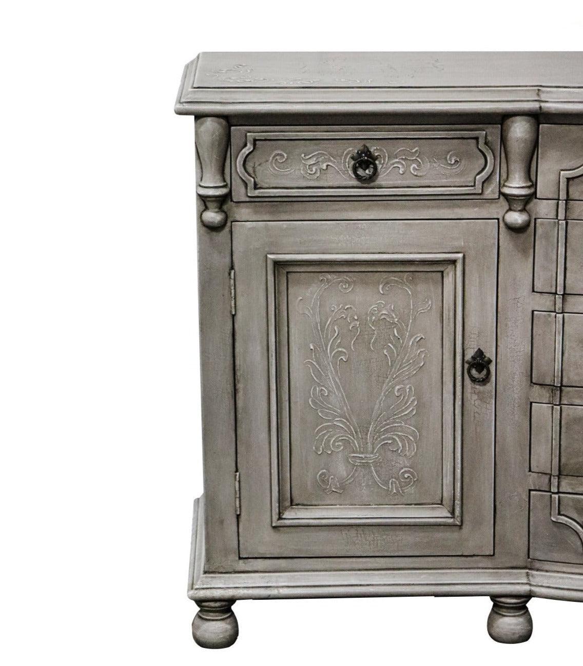 French Painted Scrolls Buffet with Drawers - Belle Escape
