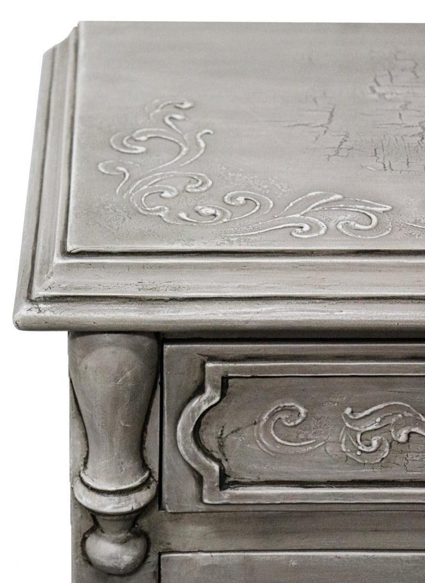 French Painted Scrolls Buffet with Drawers - Belle Escape