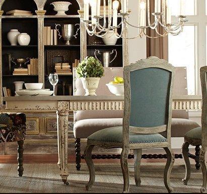 French Shabby Chic Oval Dining Table - Belle Escape