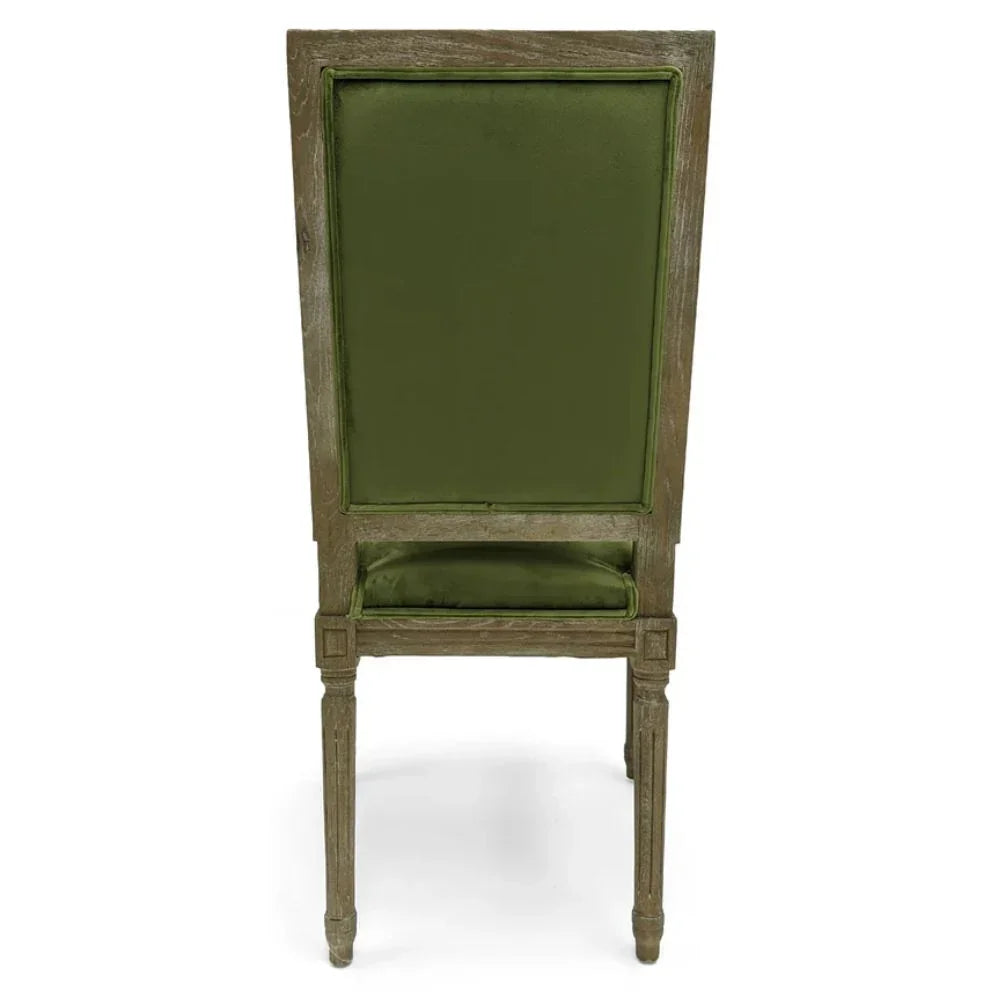 French Green Velvet Tufted Louis Side Chair